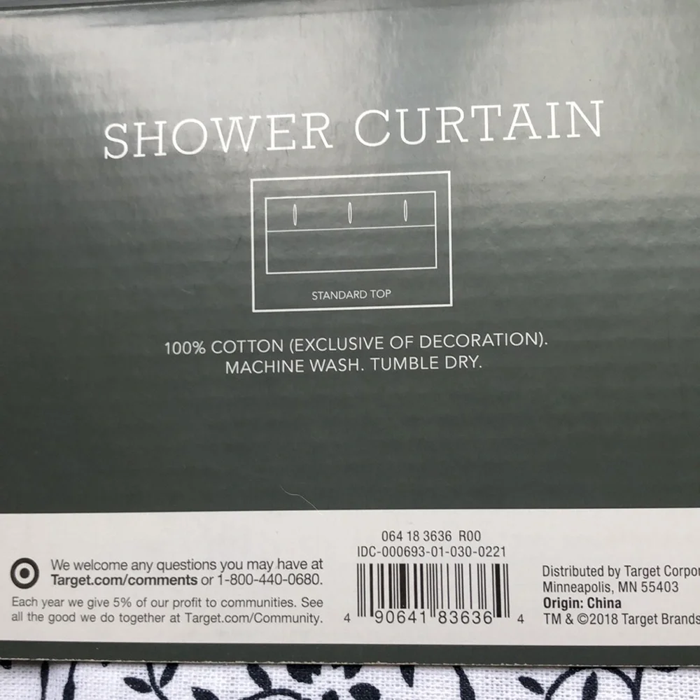 Threshold 100% Cotton Shower Curtain White + Small Navy Flowers Size 72